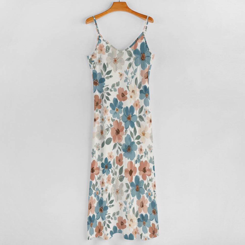 Boho Floral Sleeveless Maxi Dress | Flowy Resort Vacation Dress