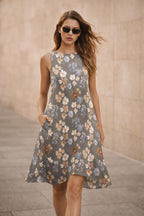 Floral A-Line Pocket Dress | Loose Summer Vacation Midi Dress