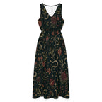 Forest Botanical Maxi Dress with Pockets | V-Neck Resort Dress