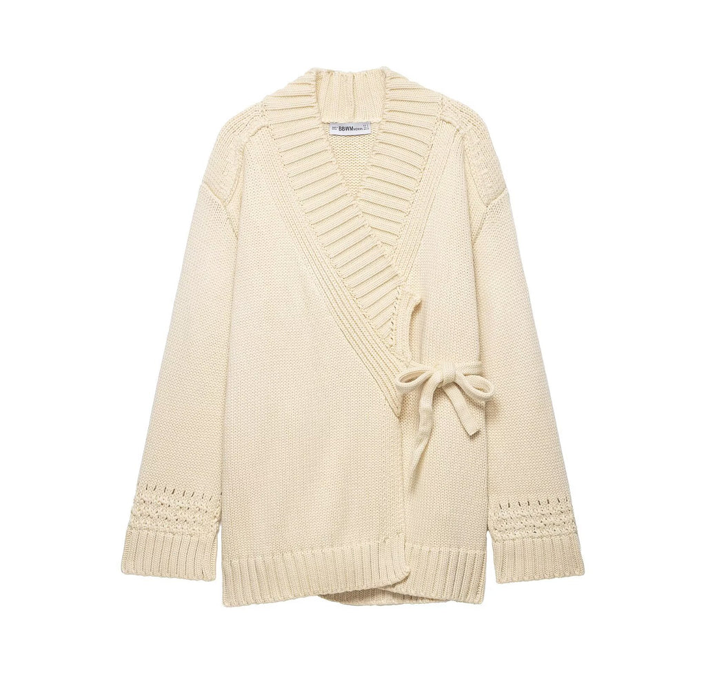Women's apricot V-neck kimono cardigan
