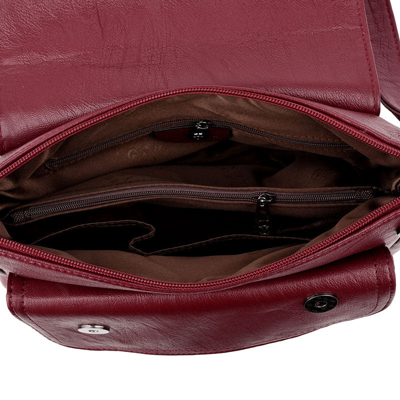 Women's genuine leather shoulder bag in six color options
