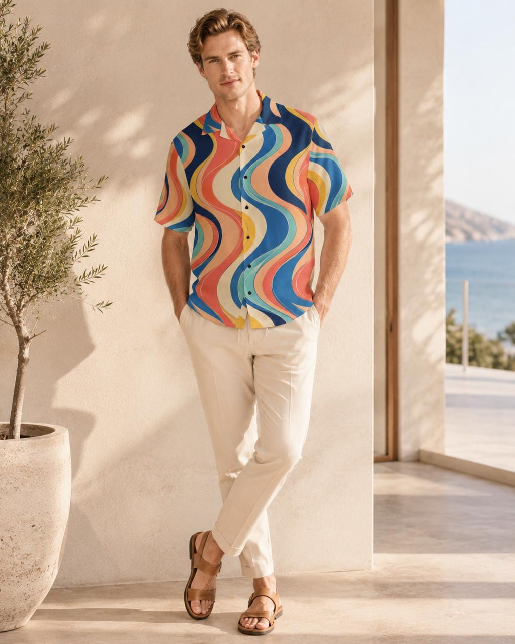 Men’s Lemon Camp Collar Shirt | Mediterranean Resort Wear