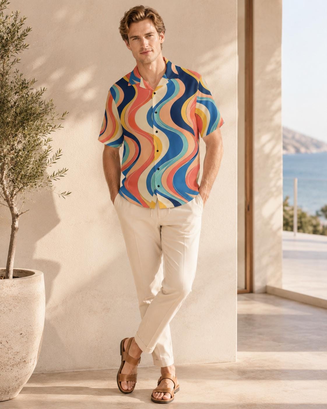 Men’s Lemon Camp Collar Shirt | Mediterranean Resort Wear