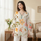 Soft Floral V-Neck Tunic | Watercolor Irregular Hem Top