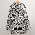 Baroque Hoodie Blanket | Black White Geometric Loungewear