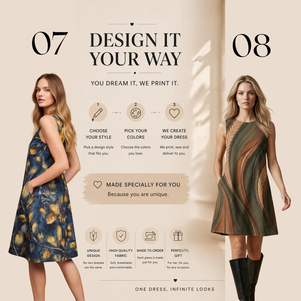Custom A-Line Midi Dress | Design Your Own Personalized Dress