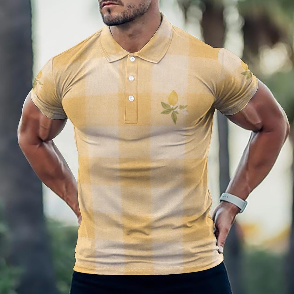 Men’s Lemon Print Polo Shirt | Mediterranean Coastal Resort Wear