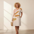 Minimalist Abstract Leaf Dress | Modern White Summer Dress