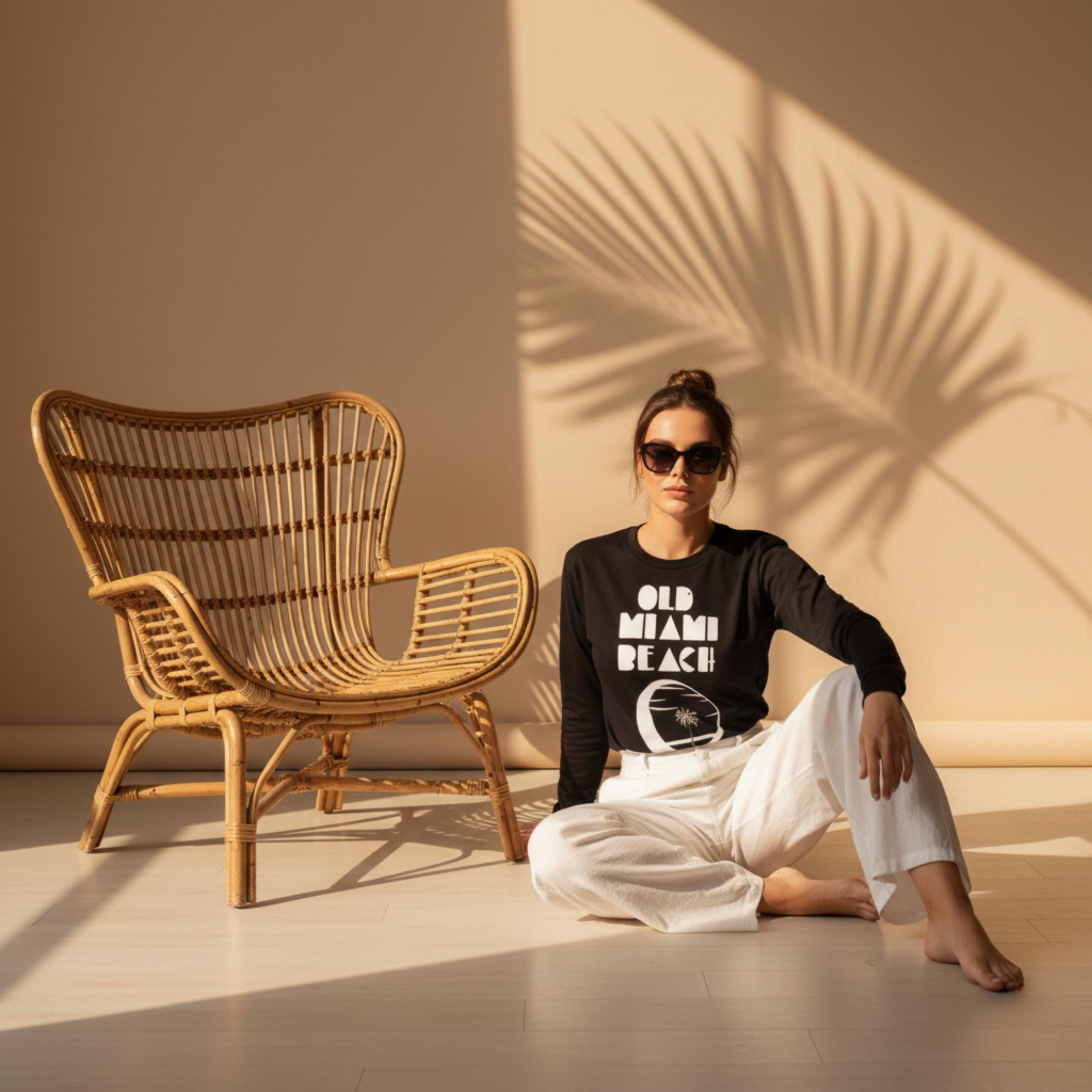 Vintage Miami Beach Long Sleeve Tee | 70s Coastal Streetwear