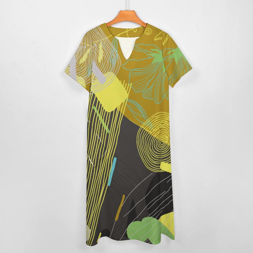 Abstract Art T-Shirt Dress | Modern Geometric Travel Dress