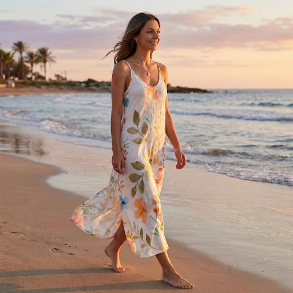 Boho Floral Maxi Dress | Flowy Summer Beach Vacation Dress