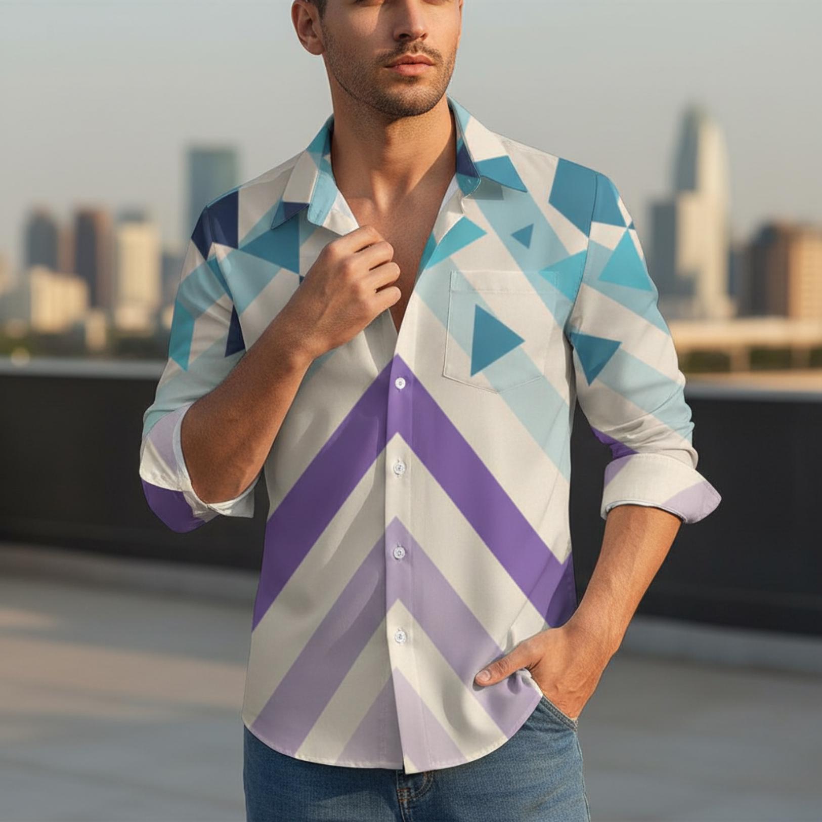 Oversized Geometric Patchwork Shirt | Retro Modern Streetwear Top