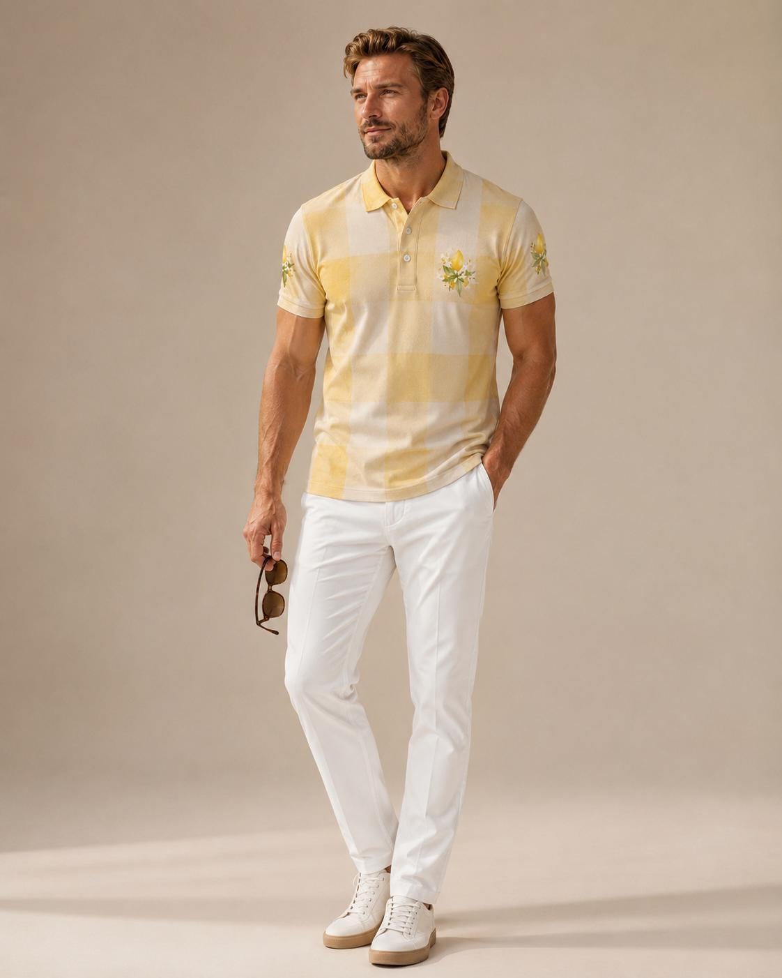 Men’s Lemon Print Polo Shirt | Mediterranean Coastal Resort Wear