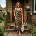 Retro Floral Maxi Slip Dress | 70s Boho Vacation Dress