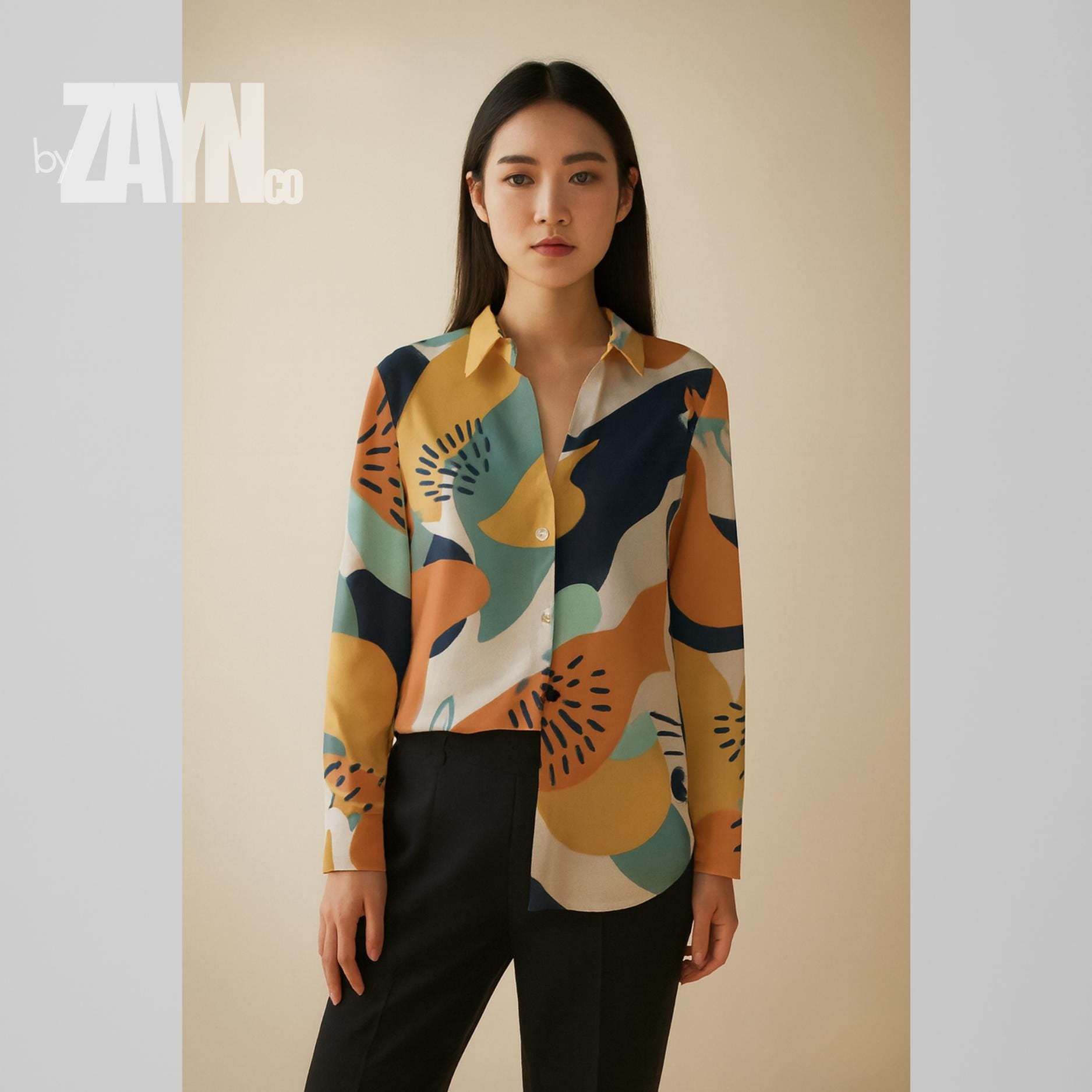 Colorful Abstract Art Shirt | Gallery-Inspired Button-Up Blouse