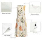 Lemon Olive Cotton Midi Dress | Mediterranean A-Line Pocket Dress