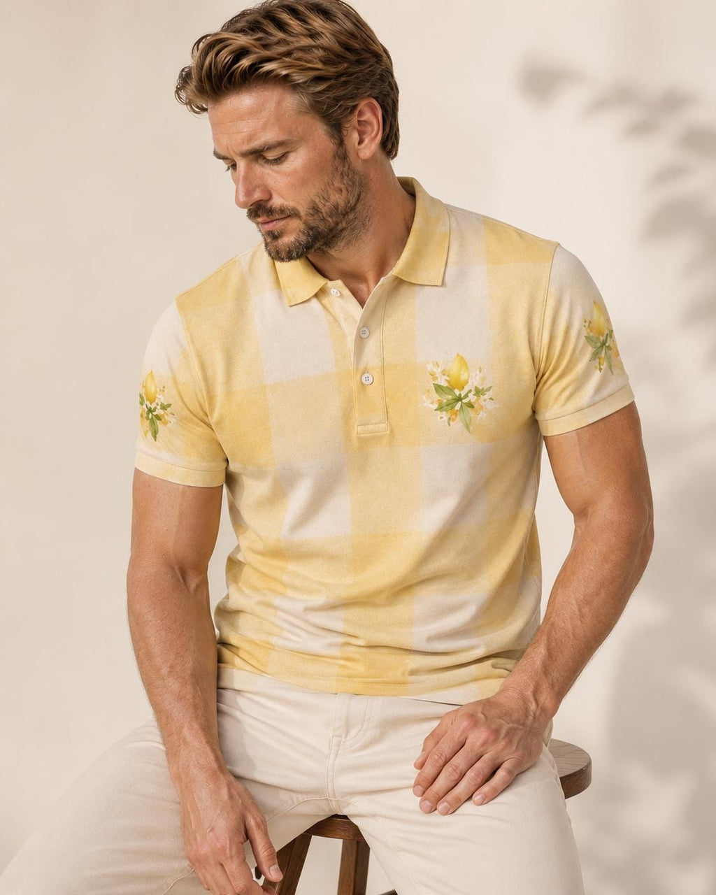 Men’s Lemon Print Polo Shirt | Mediterranean Coastal Resort Wear