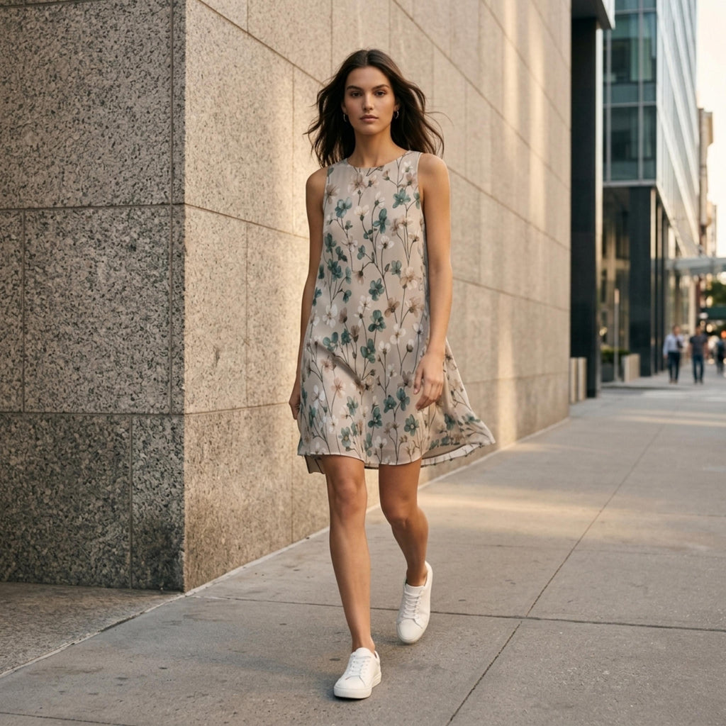 Floral A-Line Pocket Mini Dress | Lightweight Summer Dress