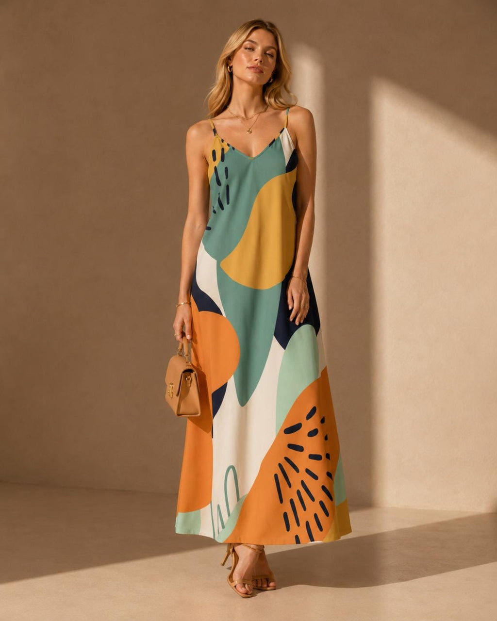 Abstract Art Boho Maxi Dress | Resort Vacation Sundress
