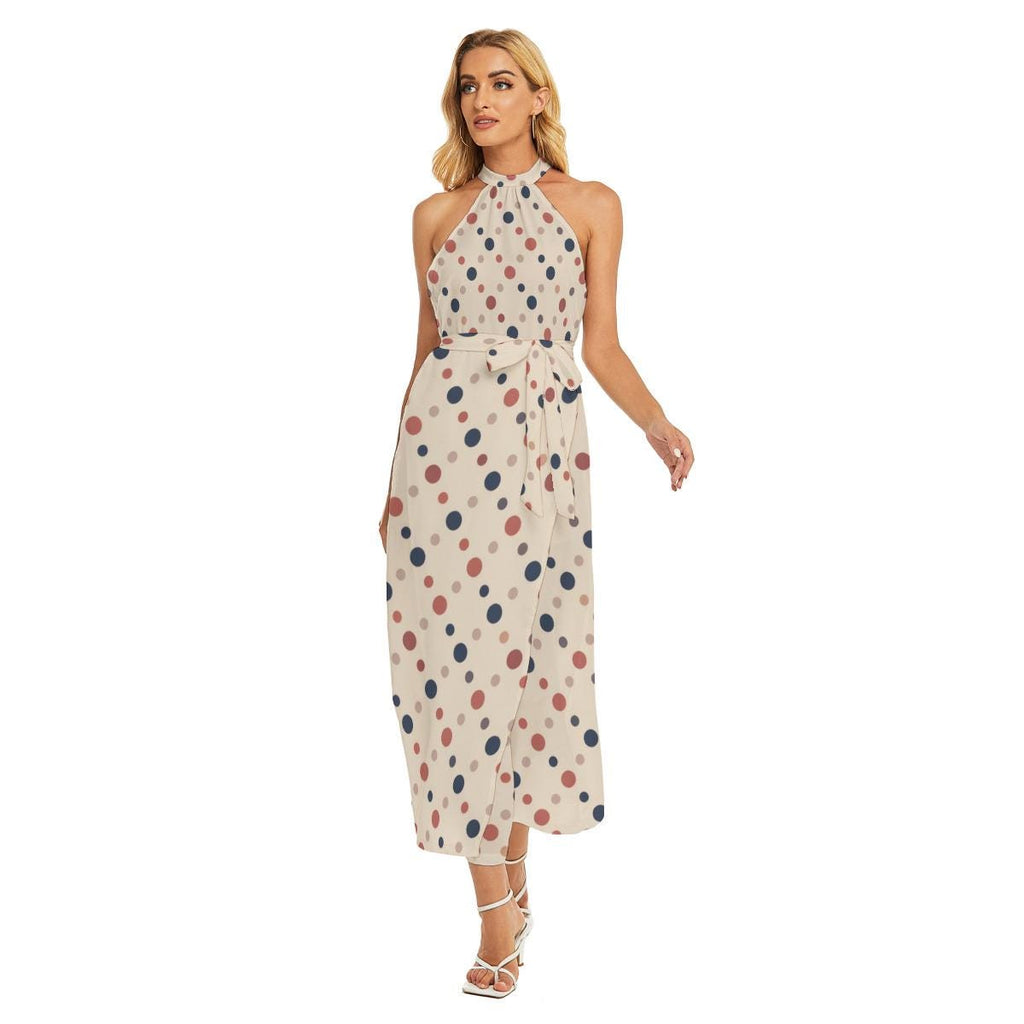 Polka Dot Halter Maxi Dress | Elegant Vacation Wedding Guest Dress