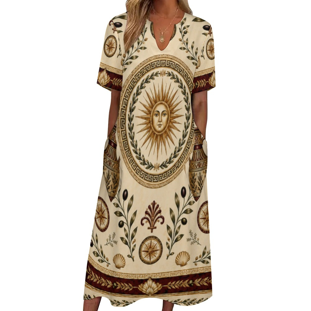 Romantic Botanical 3/4 Sleeve Midi Dress | Vintage Floral Print
