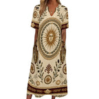Romantic Botanical 3/4 Sleeve Midi Dress | Vintage Floral Print