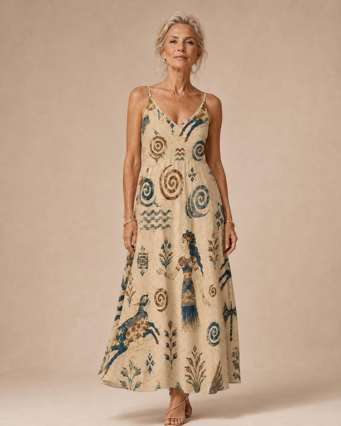 Greek Goddess Maxi Dress | Minoan Tribal Coastal Resort Dress