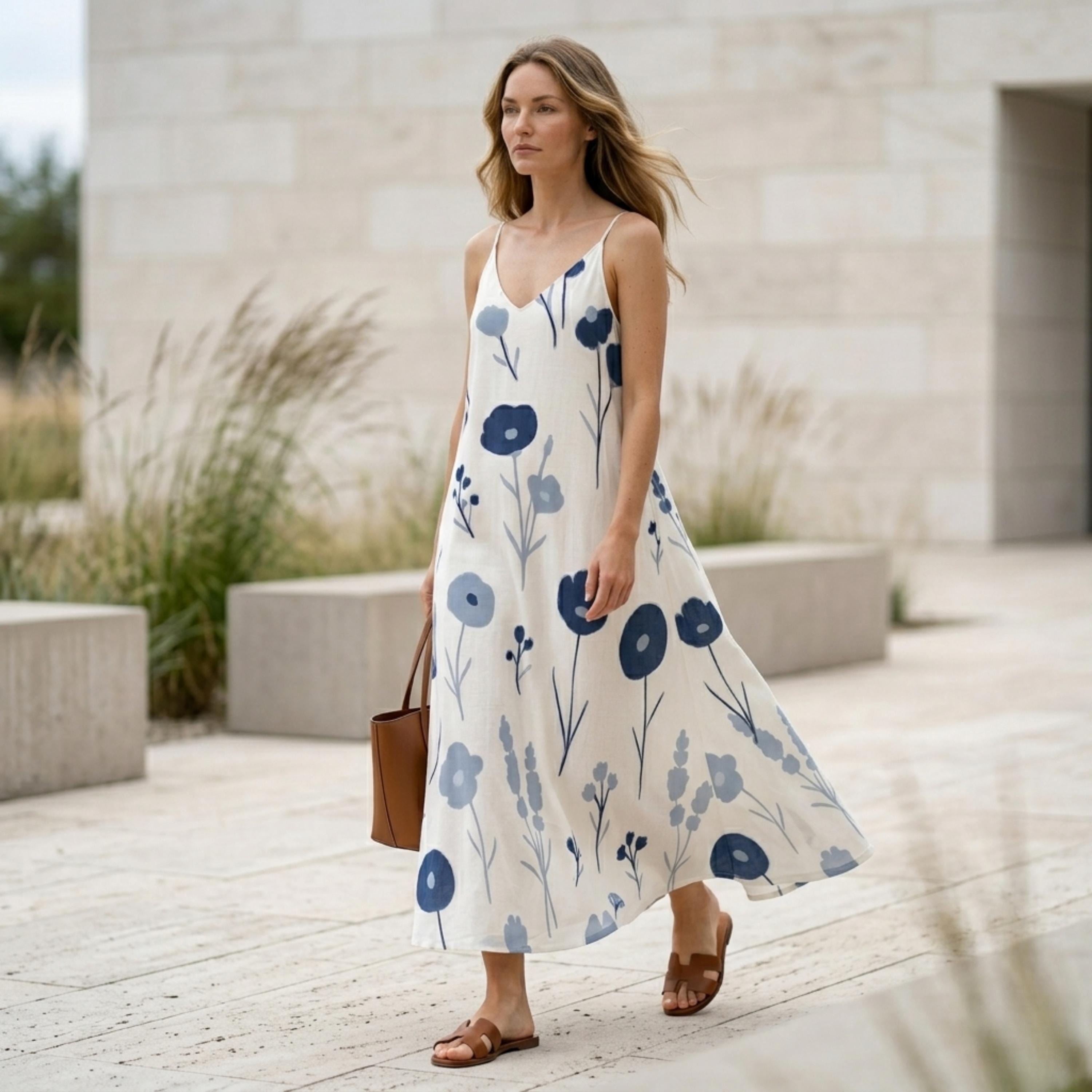 Floral A-Line Maxi Dress | Relaxed Sleeveless Vacation Dress