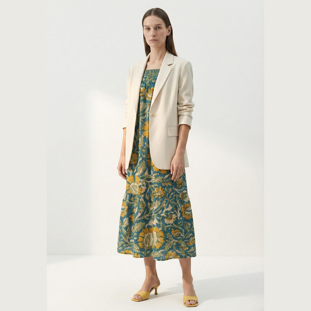 Boho Floral Midi Dress | Relaxed Vintage Summer Dress