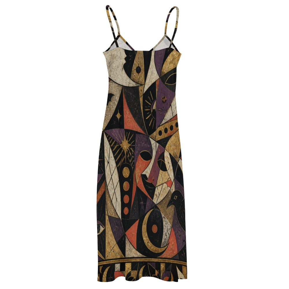 Stained Glass Halloween Slip Maxi Dress | Dark Art Strappy Dress