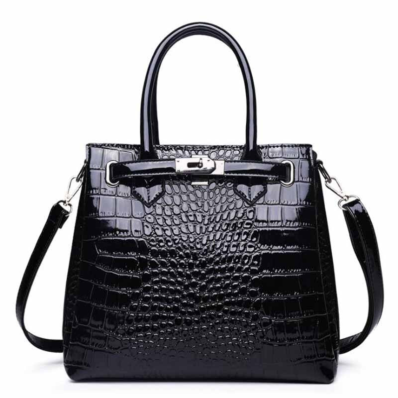 Women's structured PU shoulder bag with hasp closure in black, purple or red