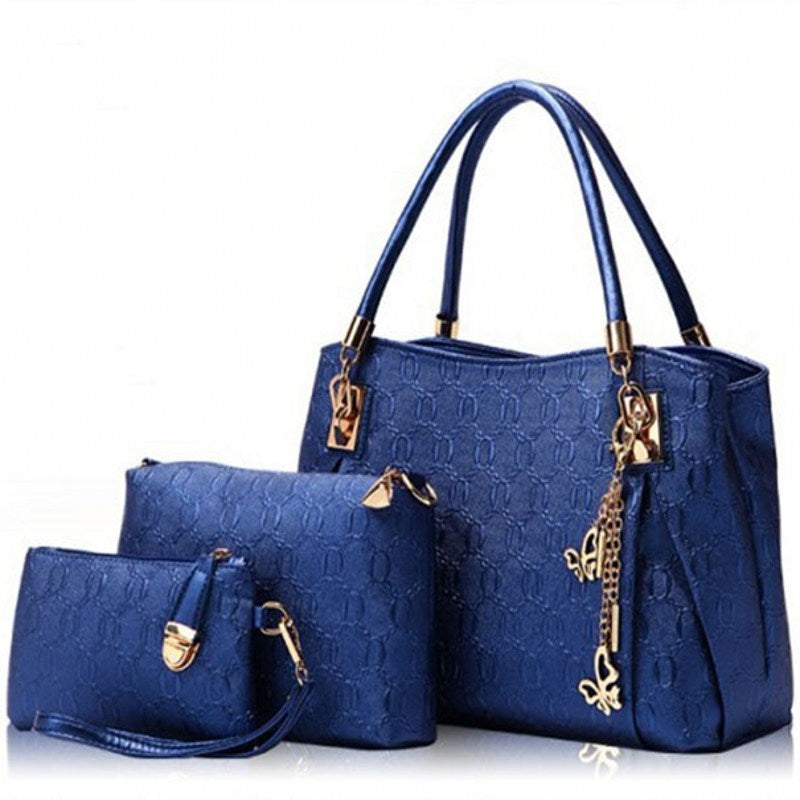 Women's three-piece PU handbag, messenger bag and purse set