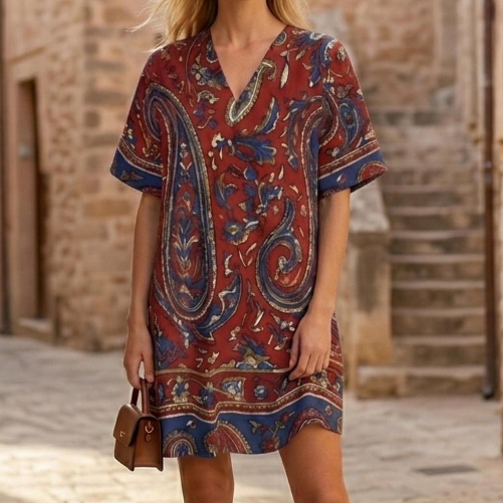 Paisley Boho Tunic Dress | Festival Vacation Shift Dress