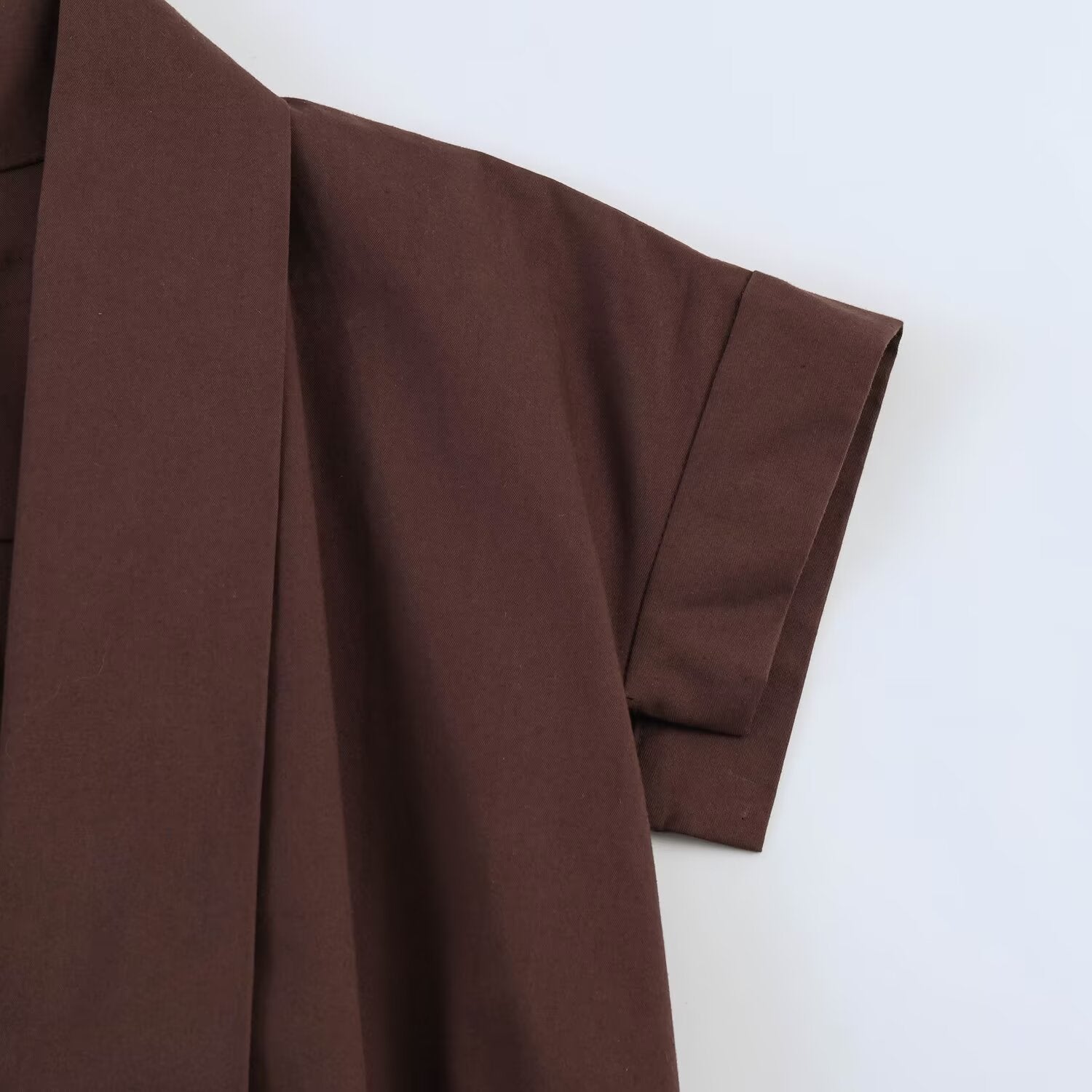 Burnt Sienna Patchwork Short-Sleeve Midi Dress