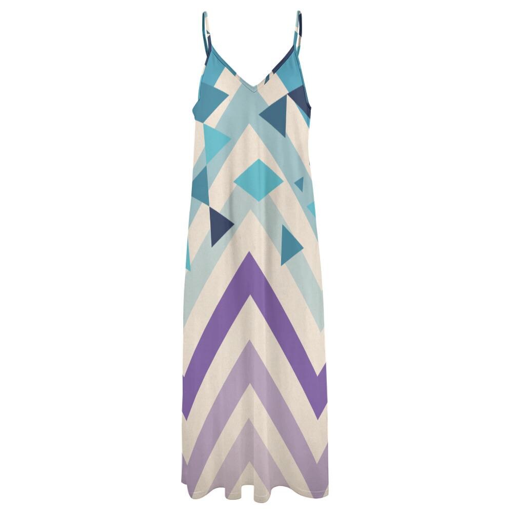 Modern Geometric Maxi Dress | Boho Abstract Summer Dress