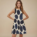 Indigo Olive A-Line Dress | Botanical Art Pocket Midi Dress
