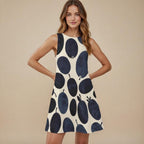 Indigo Olive A-Line Dress | Botanical Art Pocket Midi Dress