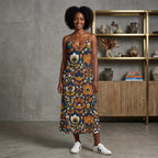 Retro Floral Maxi Slip Dress | 70s Boho Vacation Dress