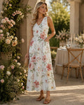 Watercolor Floral Maxi Dress | Garden Party Dress with Pockets