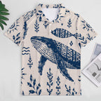 Men’s Whale Print Polo Shirt | Nautical Coastal Resort Top