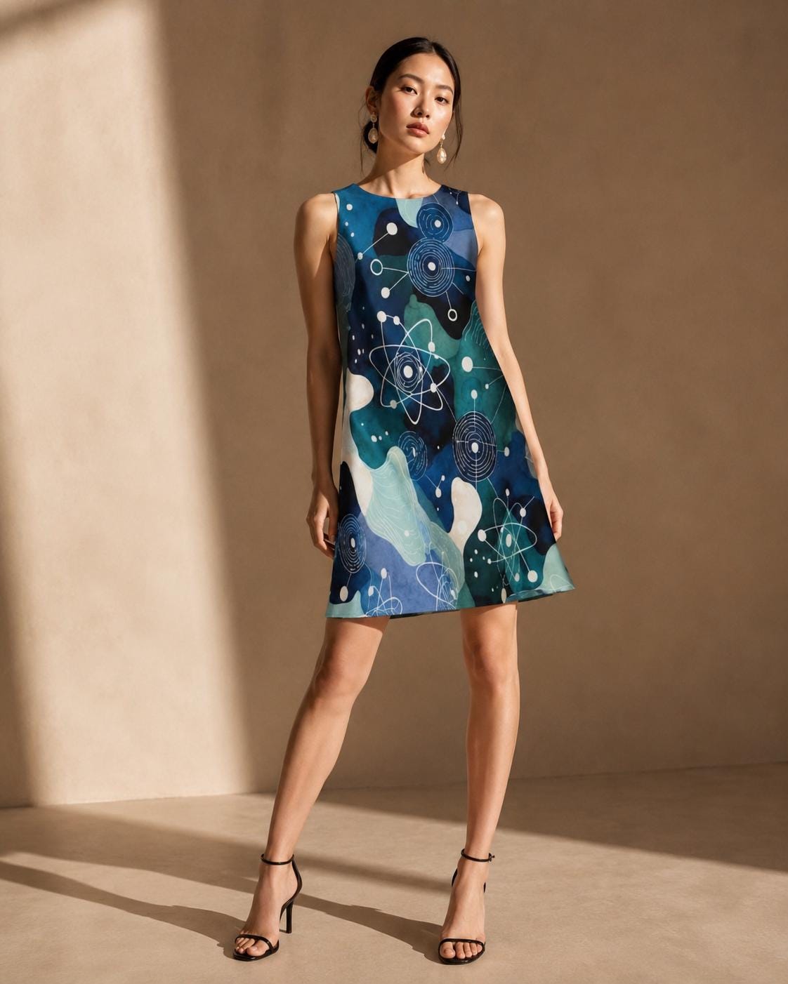 Atomic Print A-Line Dress | Science Teacher Pocket Dress