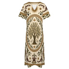Ornate Arch 3/4 Sleeve Midi Dress | Neutral Heritage Print