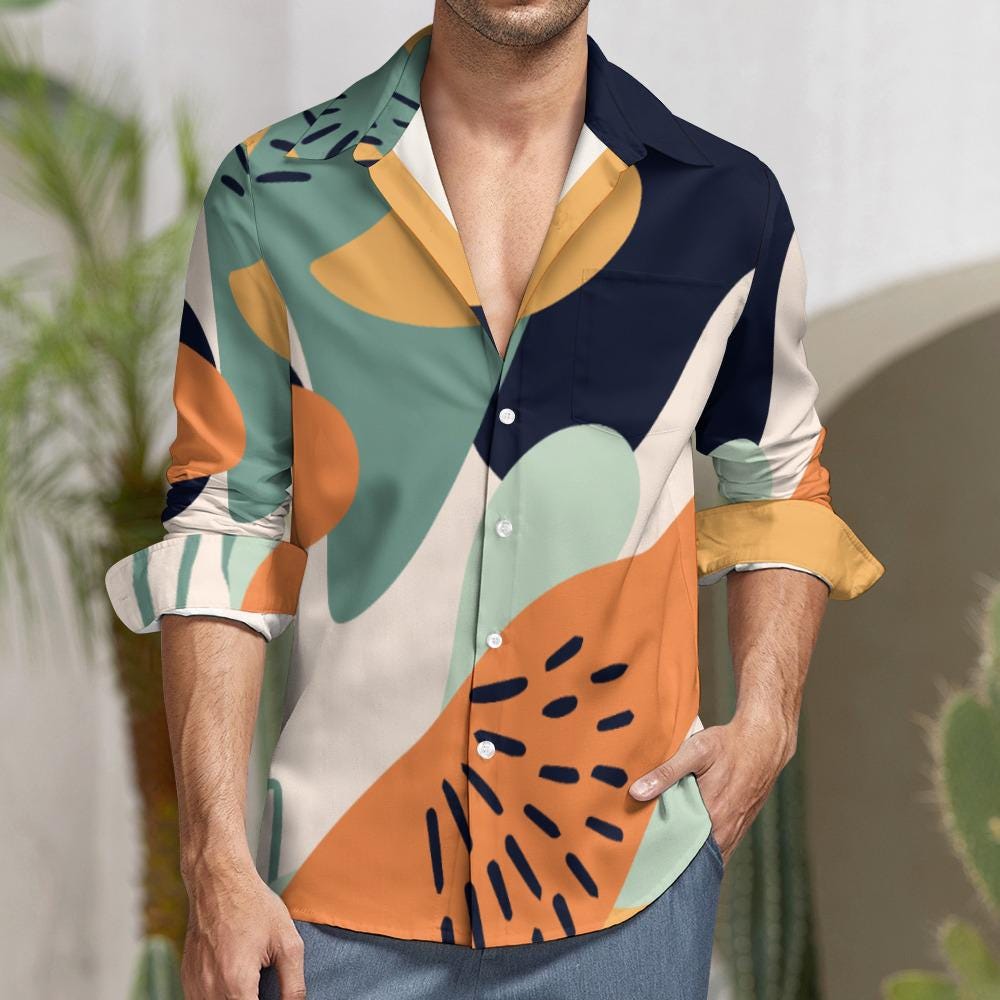 Abstract Boho Button-Down Shirt | Unisex Art Print Top