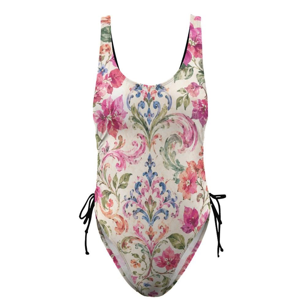 Watercolor Floral One-Piece Swimsuit | Romantic Resort Swimwear