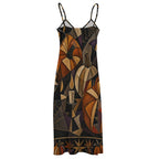 Gothic Symbolic Slip Maxi Dress | Dark Art Spaghetti Strap Dress