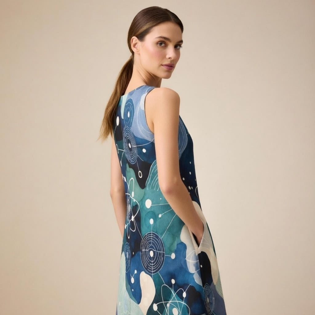 Atomic Print A-Line Dress | Science Teacher Pocket Dress