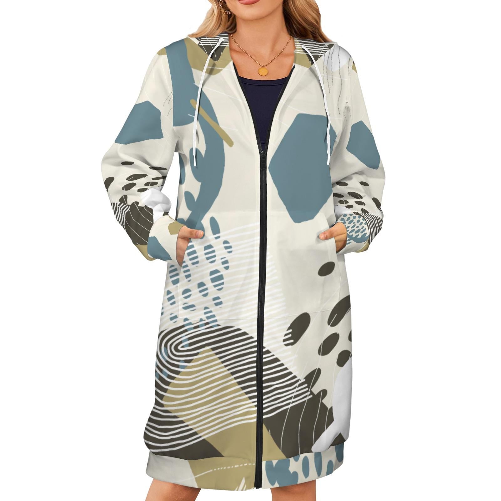 Abstract Geometric Zip Hoodie | Modern Art Streetwear