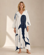 Whale Shark Kaftan Dress | Coastal V-Neck Resort Cover-Up