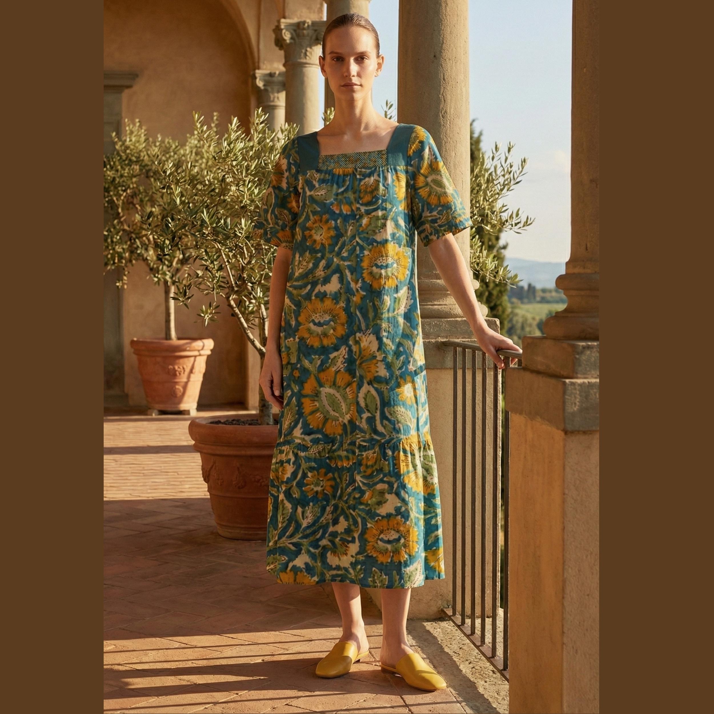 Boho Floral Midi Dress | Relaxed Vintage Summer Dress