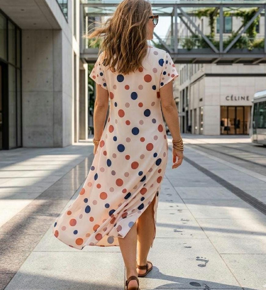 French Riviera Polka Dot Maxi Dress | Coastal V-Neck Resort Dress